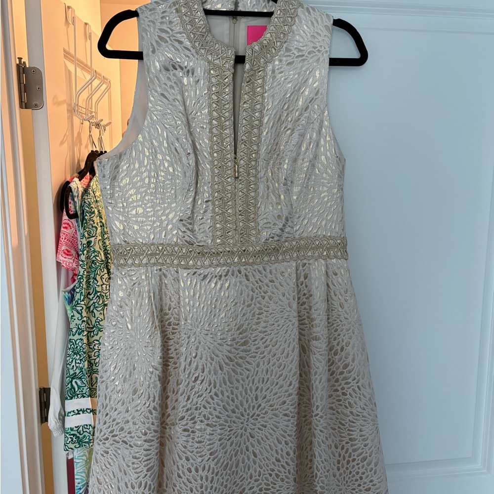 Lilly Pulitzer Franci Lace Fit & Flare Dress - Ivory Gold